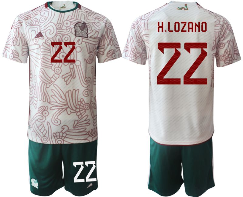 Men 2022 World Cup National Team Mexico away white 22 Soccer Jerseys